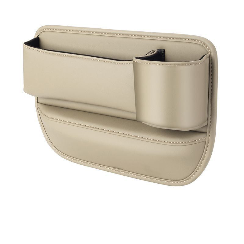 Seat gap organizer in beige, left-facing studio view